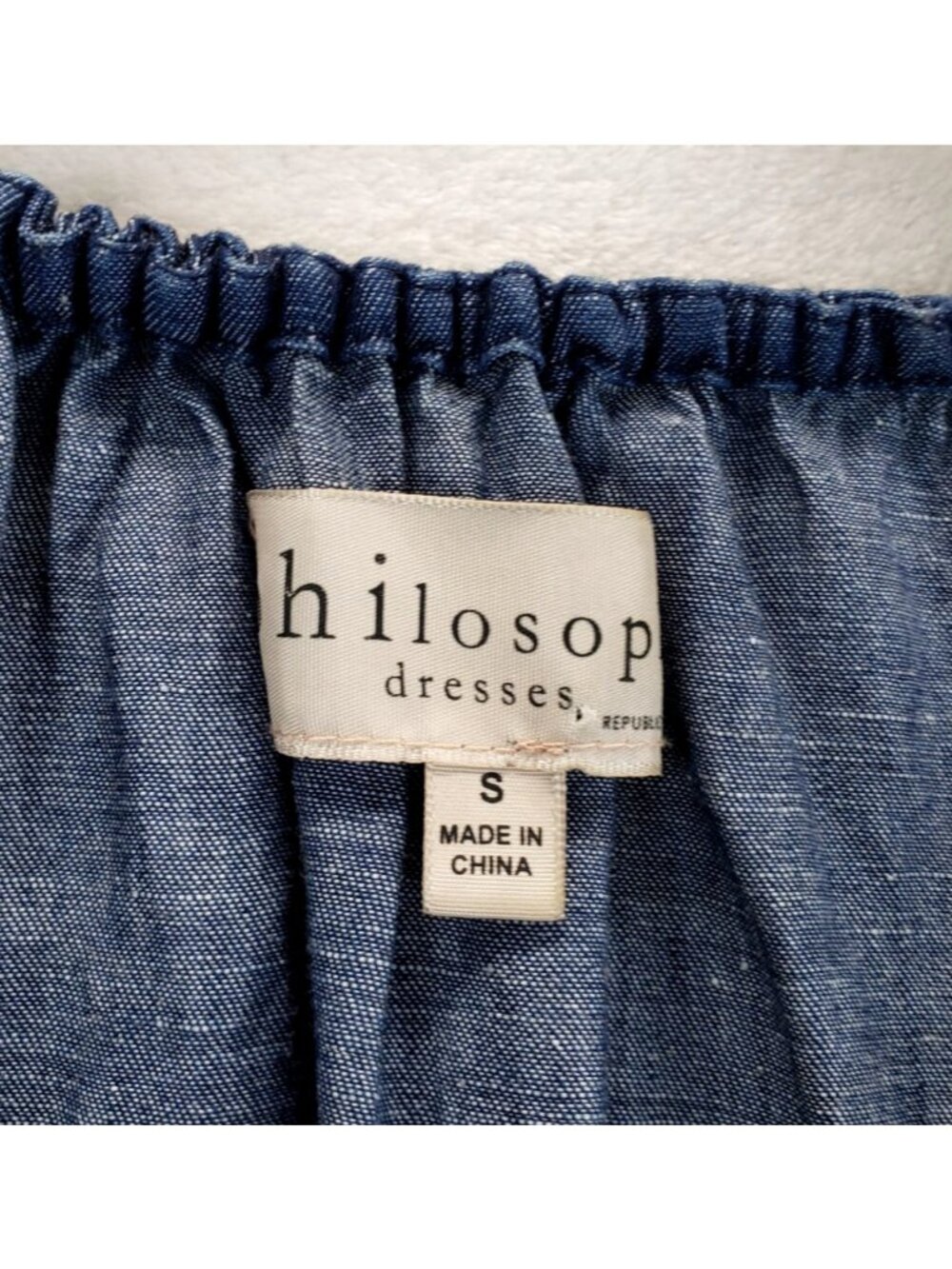 Philosophy Boho Chambray Dress S Blue Floral Embroidery Peasant Tassel Gromets - Picture 8 of 15